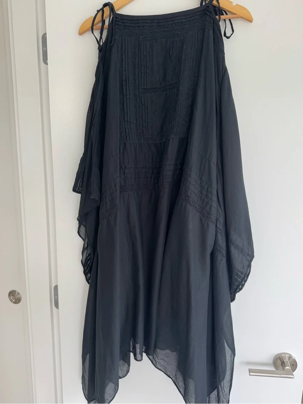 J Crew black cotton handkerchief midi dress